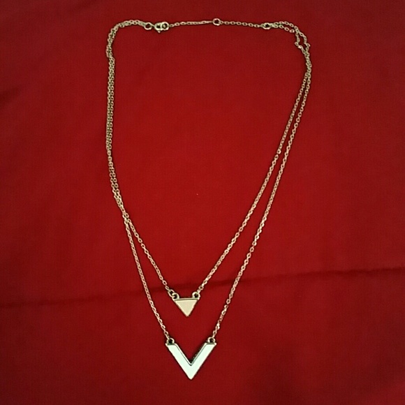 Forever 21 Jewelry - Gold Chevron and Triangle Necklace!!