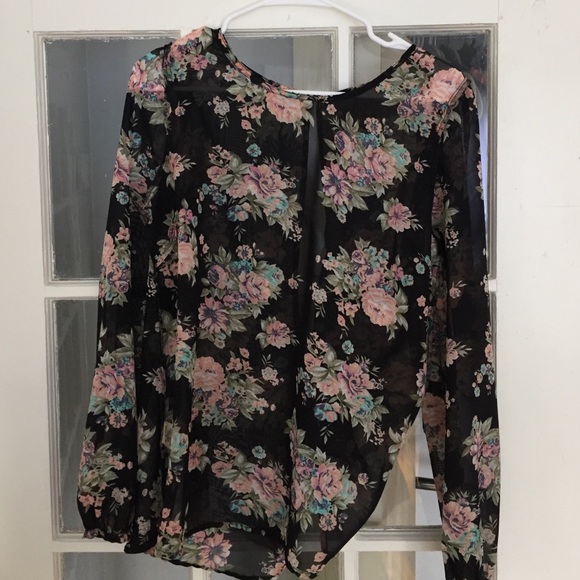 Sheer long sleeve roses
