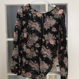 Sheer long sleeve roses