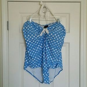 Torrid Size 4 Light Blue Polka-dot Halter Swimsuit