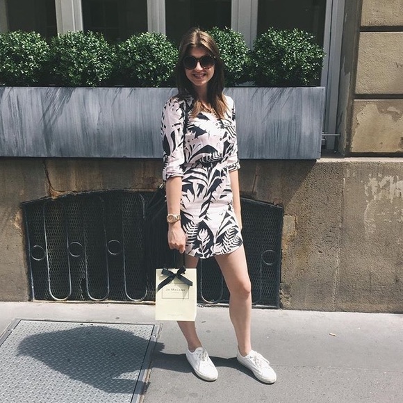 Palm Print Shirt Dress