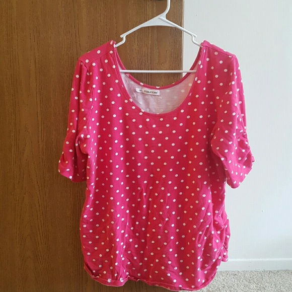 Pink and white polka dot Maurices shirt