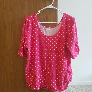Pink and white polka dot Maurices shirt