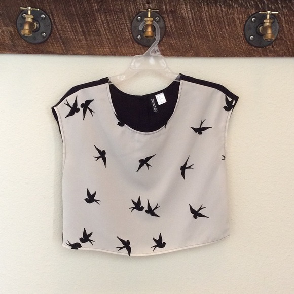 H&M Bird Print Crop Top