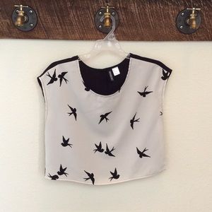 H&M Bird Print Crop Top