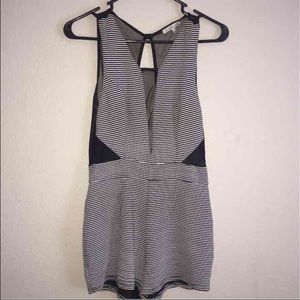 Striped mesh romper