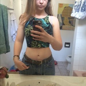 Tropical Print Crop Top