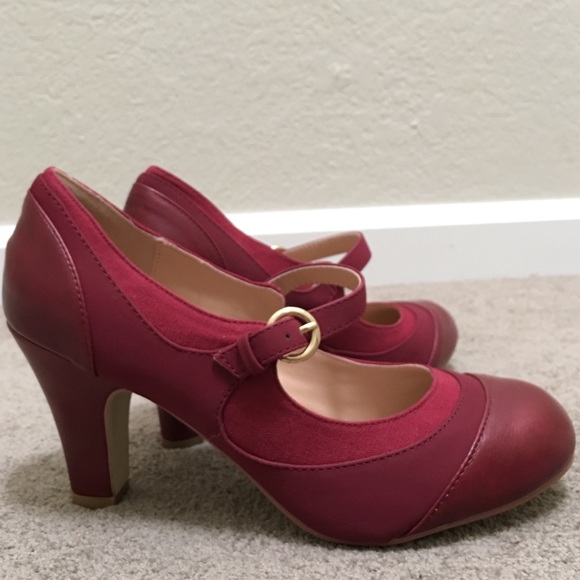 Red Two Tone Mary Janes