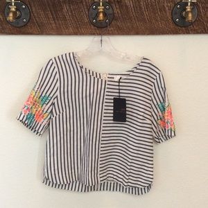 JOA Los Angeles Striped Crop Top