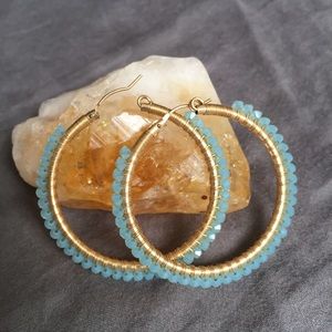 Viv & Ingrid beaded hoop earrings - blue