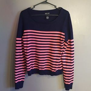 Pink and navy blue striped sweater