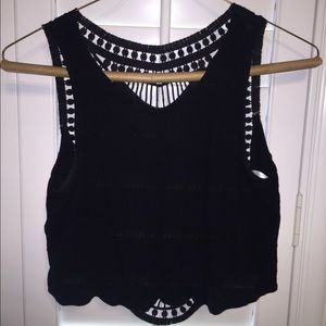 H&M loose black crop top with cut out back