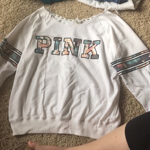 PINK white/floral sweatshirt