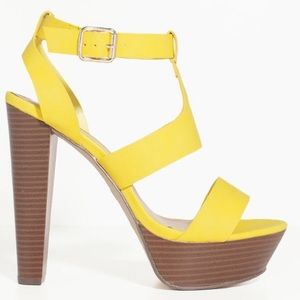 Breckelle Cross Strap Chunky Wooden Platform Heel main image 1