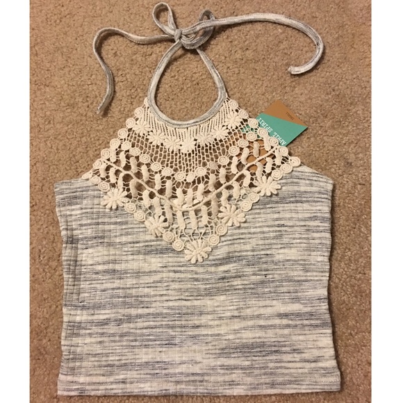 April Spirit Tops - Crocheted Halter Crop Top