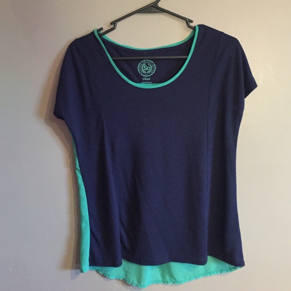 Green and blue short sleeve top