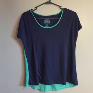 Green and blue short sleeve top