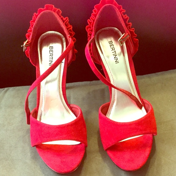 Red peek a boo toe high heels size 10 medium