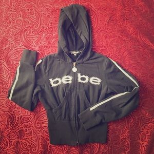 Bebe workout jacket, black and silver, size S