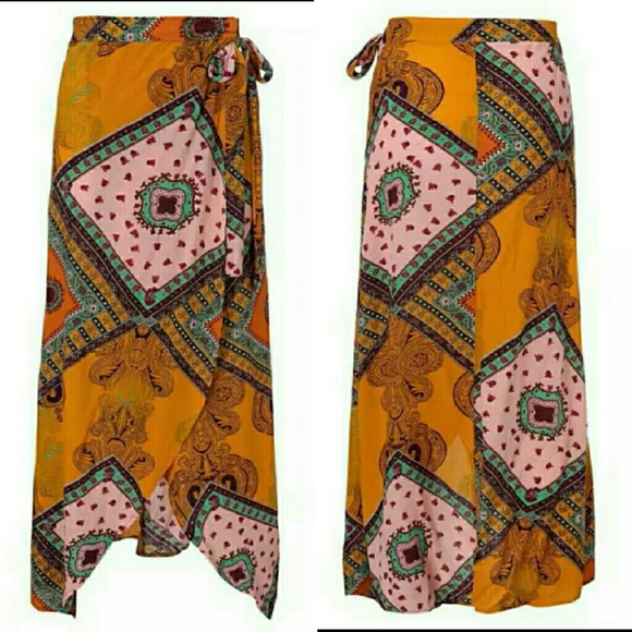 VINTAGE PATTERN ASYMMETRICAL WRAP AROUND MAXI - Picture 4 of 4