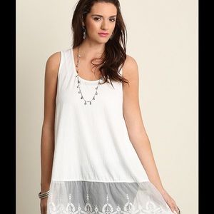 Umgee Lace Tank Top Off White Large