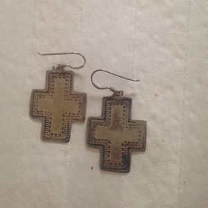 Sterling silver cross earrings