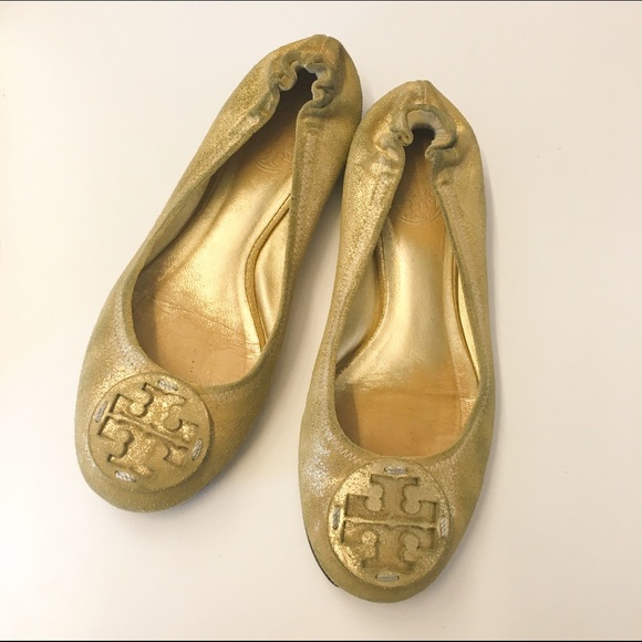 Tory Burch gold flats