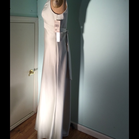 ABS ivory/mint satin gown for TALL gals w/heels! - Picture 3 of 8