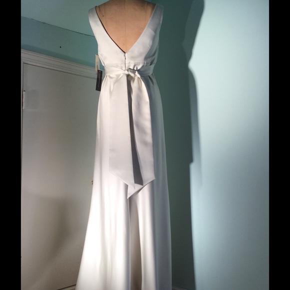 ABS ivory/mint satin gown for TALL gals w/heels! - Picture 4 of 8
