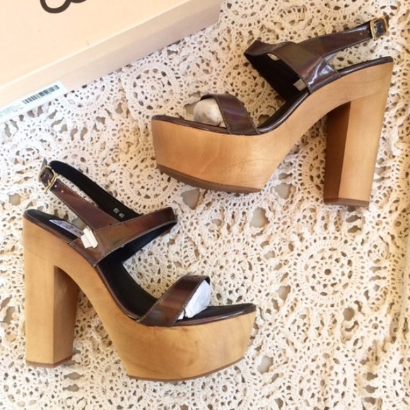 LAST PAIRS☃️💕pewter wooden platforms - Picture 4 of 4