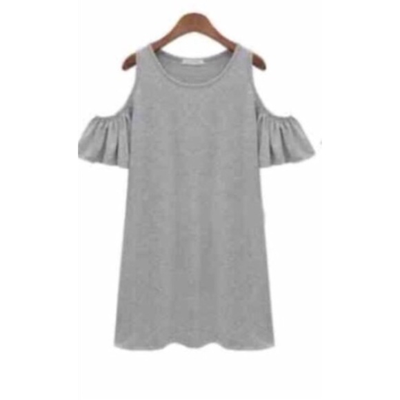 Boho Gray Cold Shoulder Tunic Dress Size Large - Picture 2 of 2