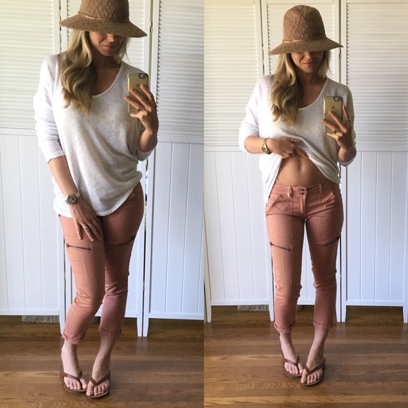 SOLD▪️Dusty Rose Skinny Cargo Crops - Picture 4 of 4