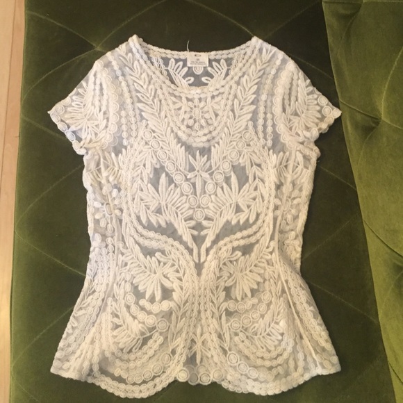Shear lace blouse, lightly worn