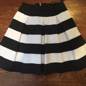 Black and white stripe bandage skater skirt