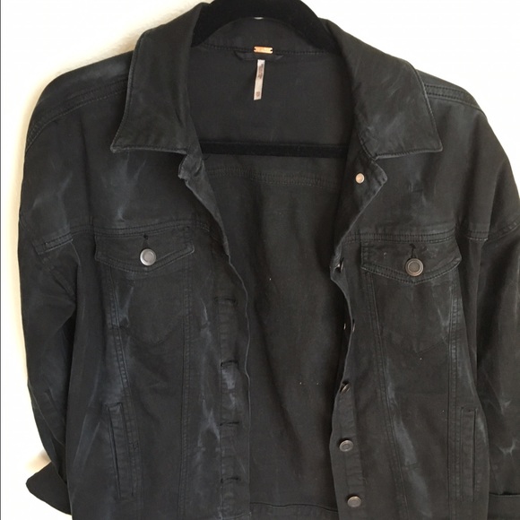 Free People over sized black denim jacket