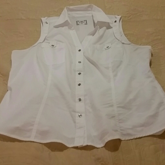White sleeveless top
