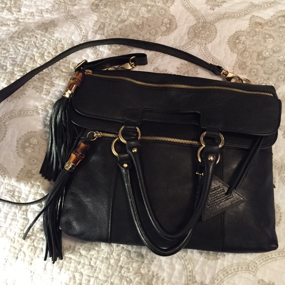 Brand New Sorial Leather Bamboo Fold Over Purse