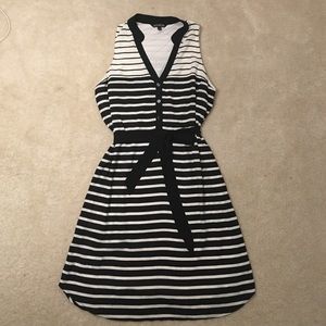 Black and white striped shirt dress