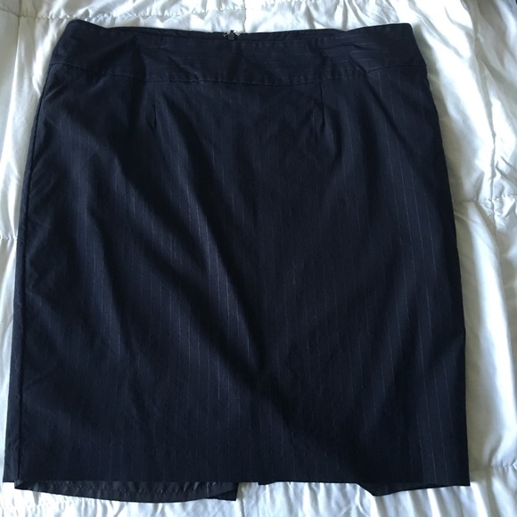 Stretch Navy Pin Striped Pencil Skirt