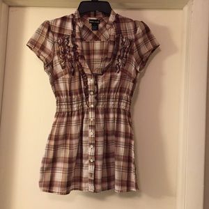 Flannel print top