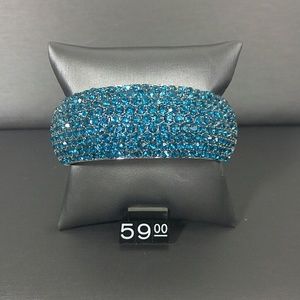 Teal. Pave' Crystal Hinged Bangle