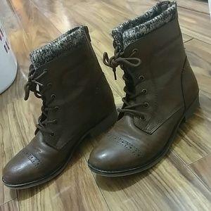 brown combat boots