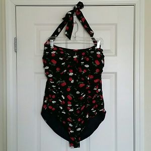 Torrid Size 4 Cherry Blossom Halter Swimsuit