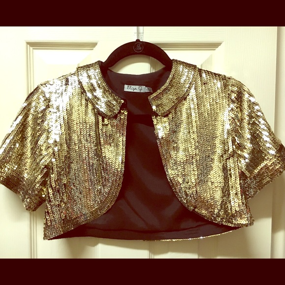 Eliza J Short Skeeve Sequin Bolero