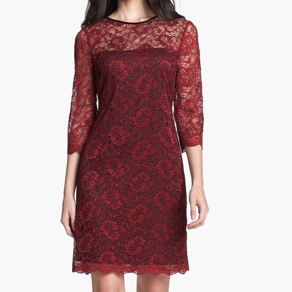 calvin klein red lace dress