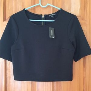 NWT Express black half sleeve crop top