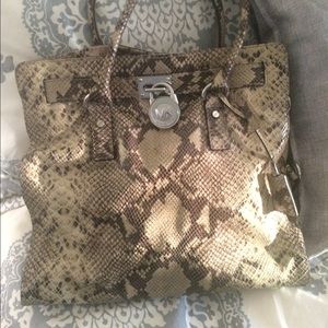 Michael Kors Snakeskin Large Hamilton Shoulder Bag
