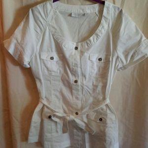 New York & Company white safari style shirt