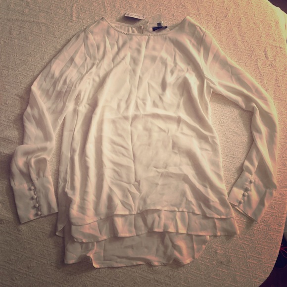 White double layered long sleeve blouse. Tags on