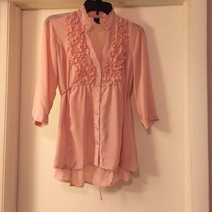 Pink ruffle blouse